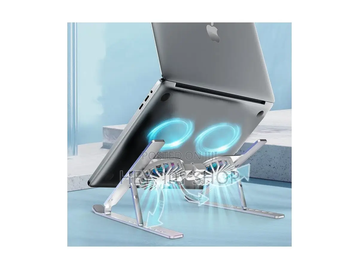 Foldable Laptop Stand With Dual Cooling Fans / የላፕቶፕ ማስቀመጫ ኩለር ጋር