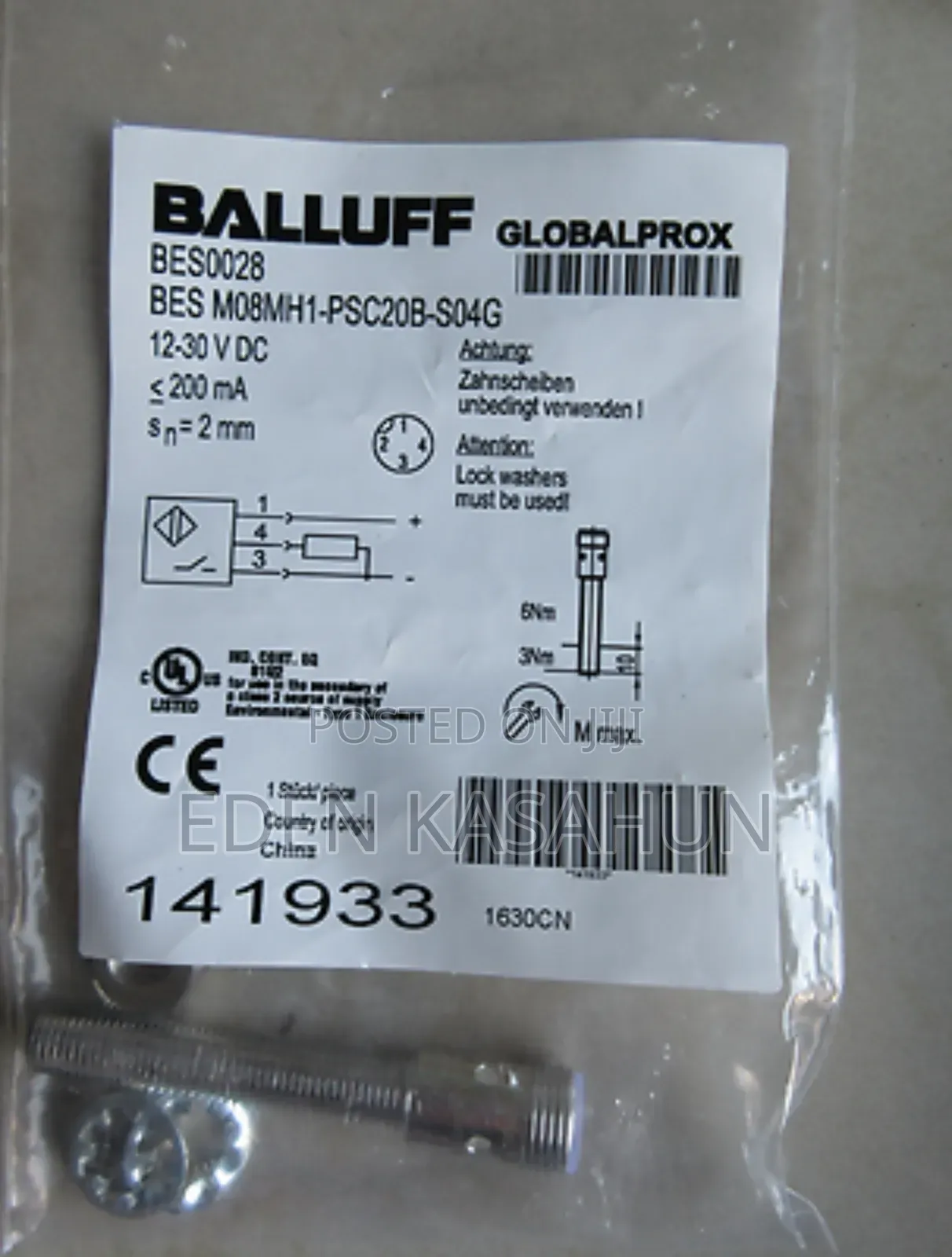 Original Balluff Bes M08mh1-Psc20b-S04g Inductive Proximity Sensor.