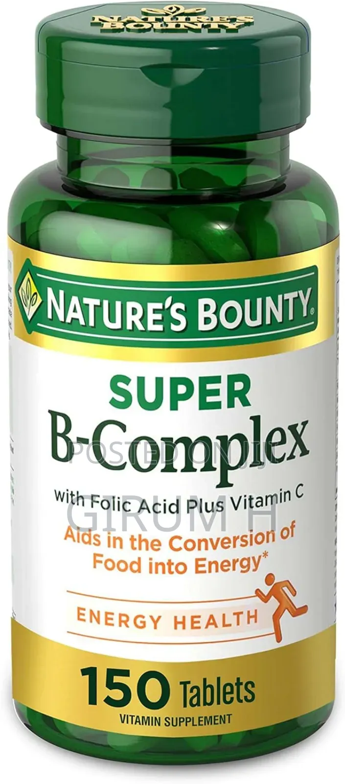 Nature's Bounty Super B-Complex With Folic Acid Plus Vitamin C.