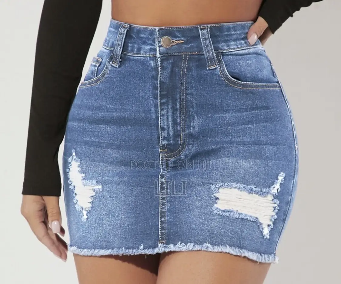 Forever 21 - Ripped Raw Hem Denim Skirt