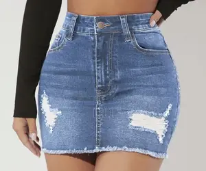Forever 21 - Ripped Raw Hem Denim Skirt