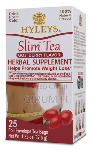 Hyleys Slim Tea Goji Berry Flavor, a Herbal Supplement.