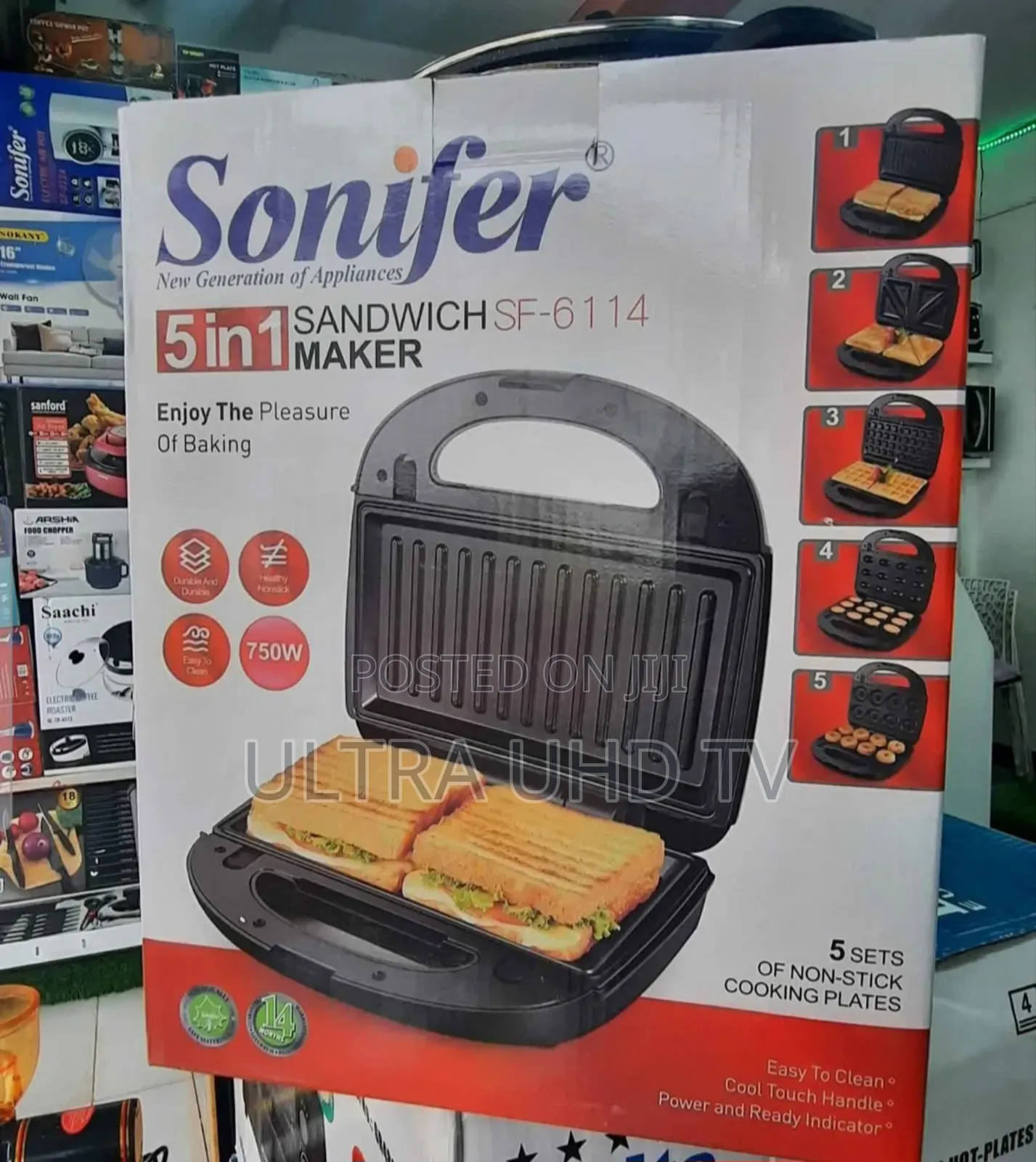 Sonifer 5-in-1 Sandwich Maker, Model Sf-6114.