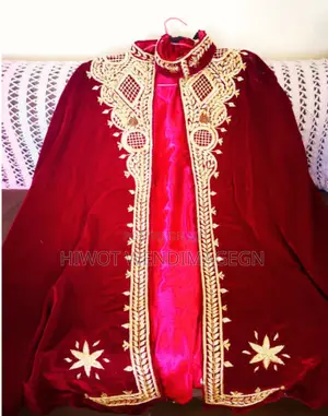 Burgundy Hand Embroidered Kaba With Head Accessory