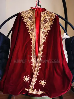 Burgundy Hand Embroidered Kaba With Head Accessory