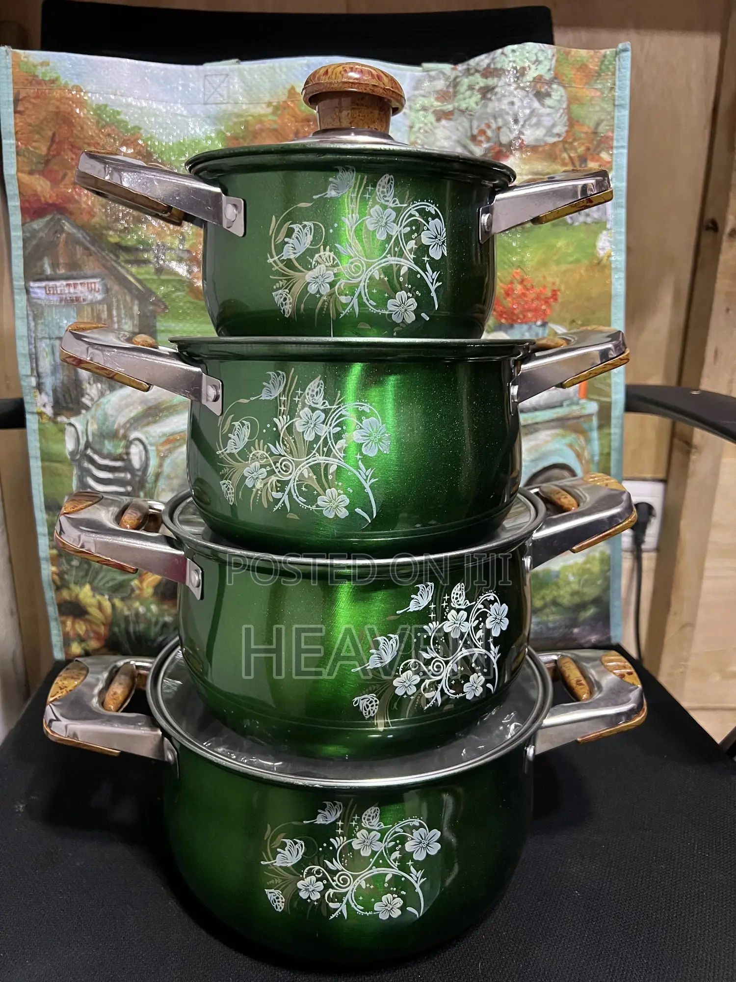 4in 1 Green Stainless Steel Panset