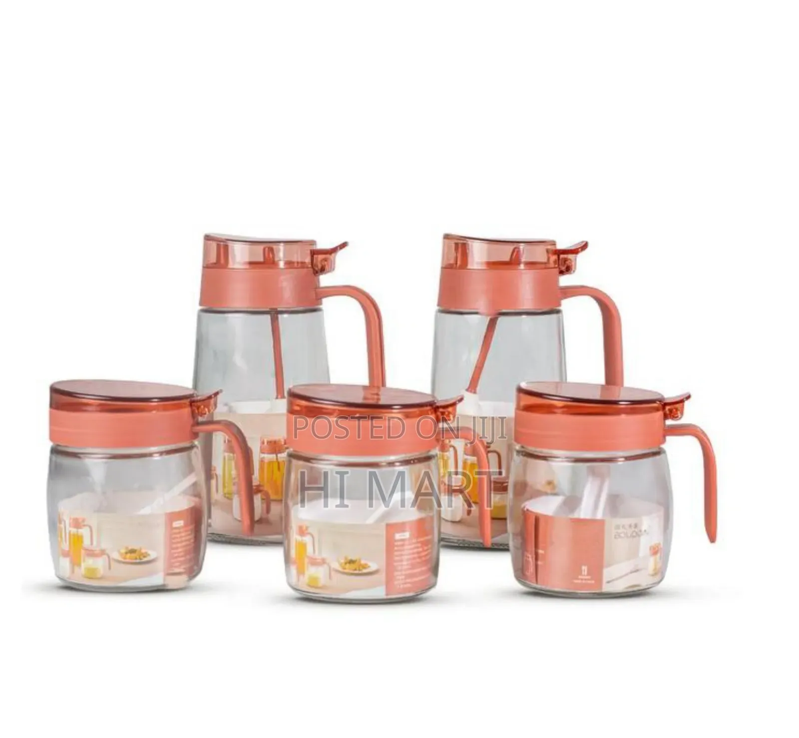 5pcs Glass Spice And Oil Storage Set