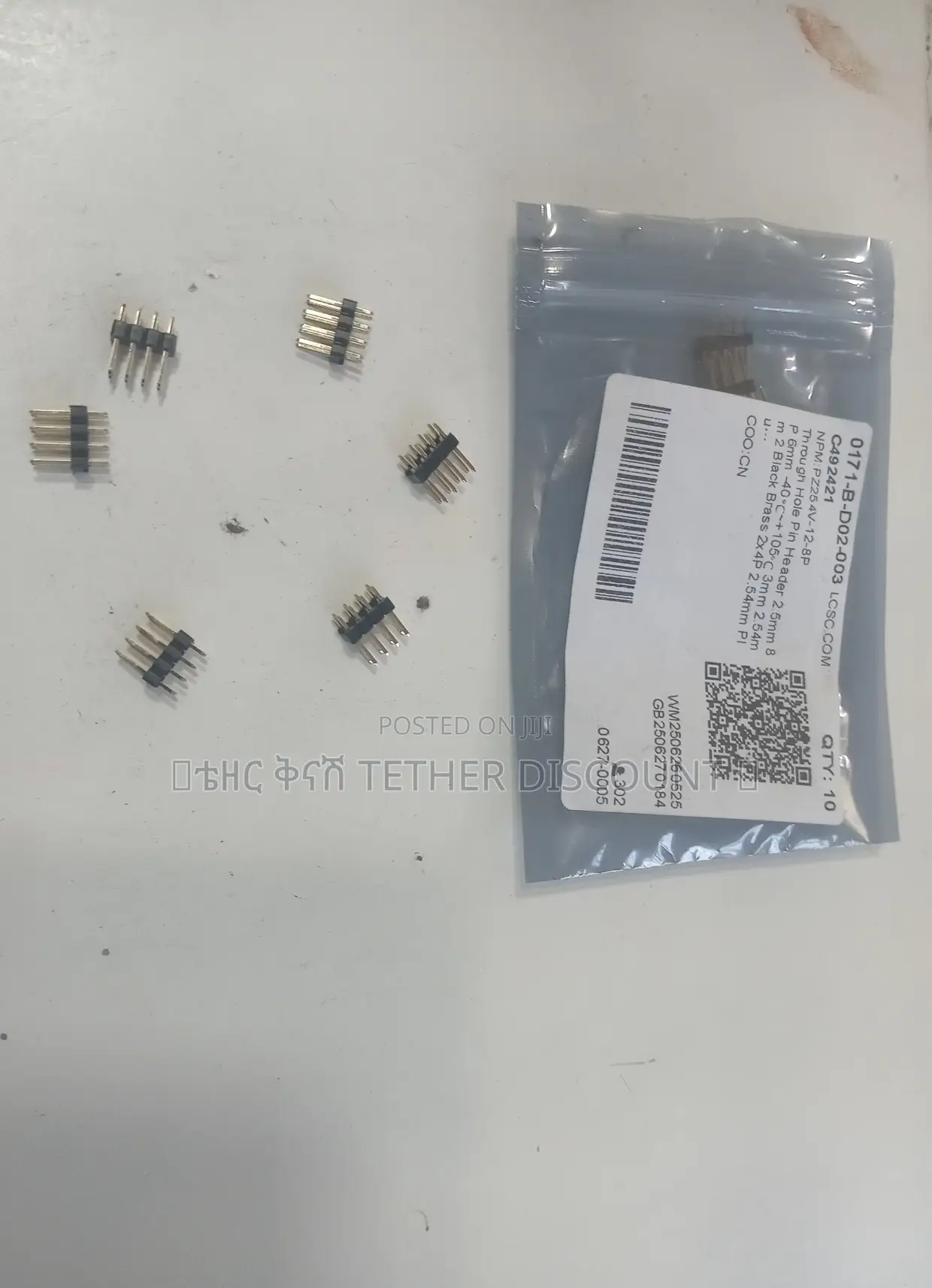 Hole Header 2.5mm 8p 6mm-40%c+ 105%C 3mm 2.54mm 2black Brass