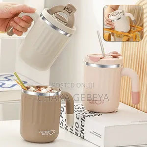 Stainless Steel Vacuum Coffee Mug 480ml -Keeps Hot/Cold, Dual Drinking