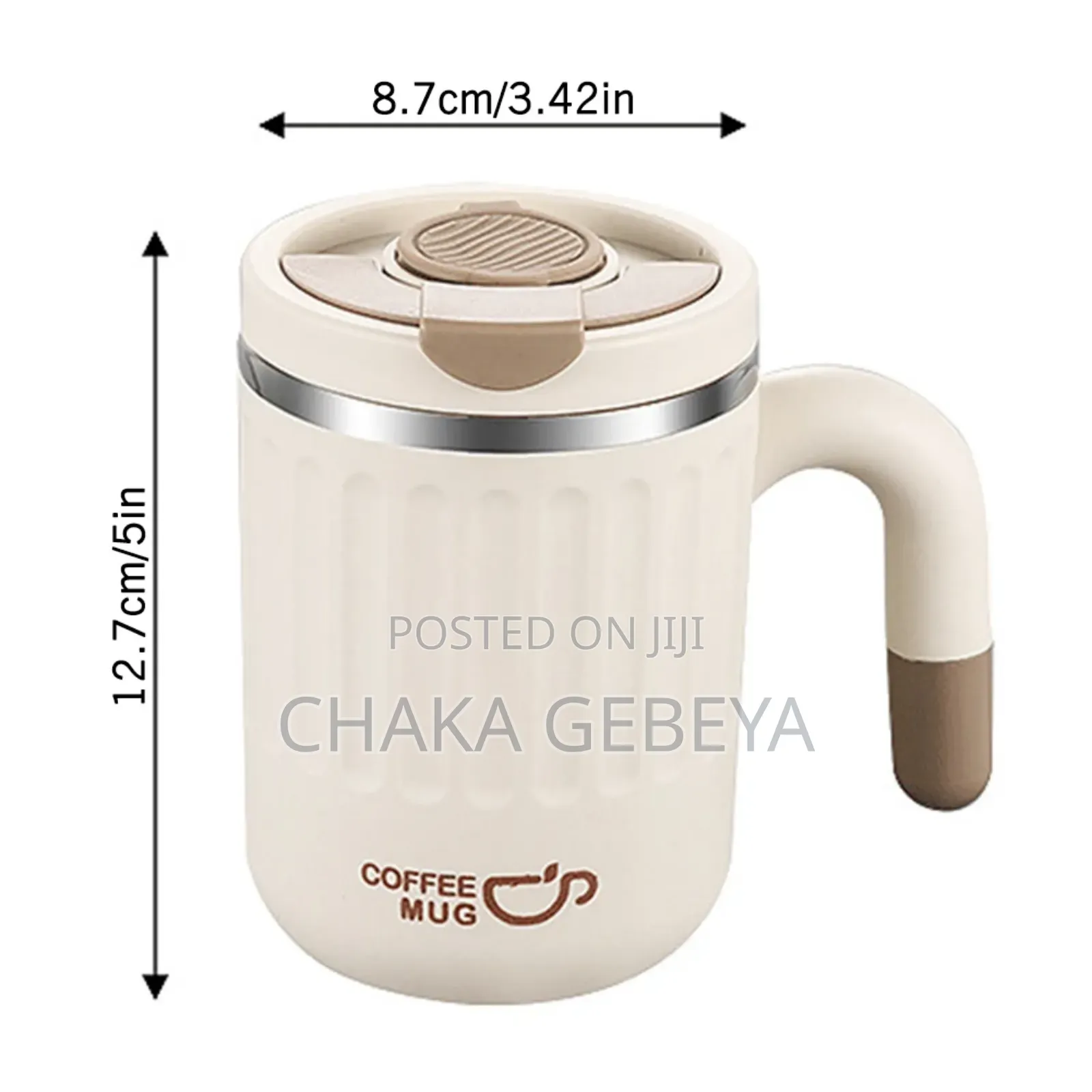 Stainless Steel Vacuum Coffee Mug 480ml -Keeps Hot/Cold, Dual Drinking