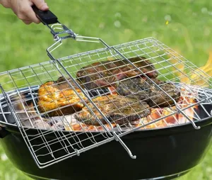 Large 3-Fish Aluminum BBQ Grill Net | for Outdoor Cooking