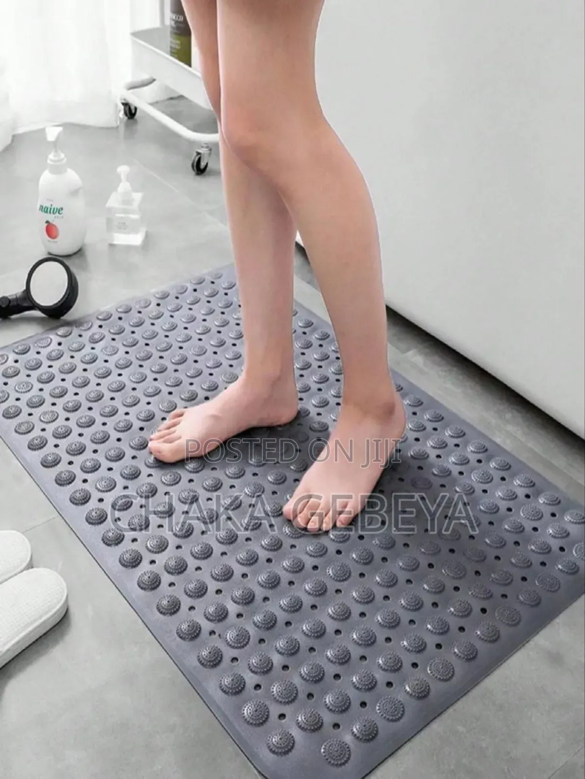 Anti-slip Bathroom Shower Mat 35x65cm | Thick Rubber, Ceramic Dots