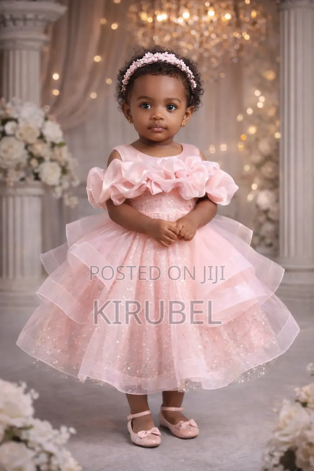 Baby Girl Elegant Pink Tulle Dress – Custom Made | Dyk Kids