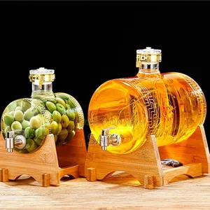 Clear Wine Barrels Jar With Bambo