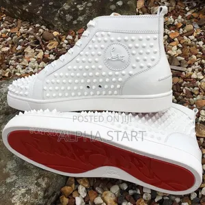 Christian Louboutin White Suede Lou Spikes High-Top
