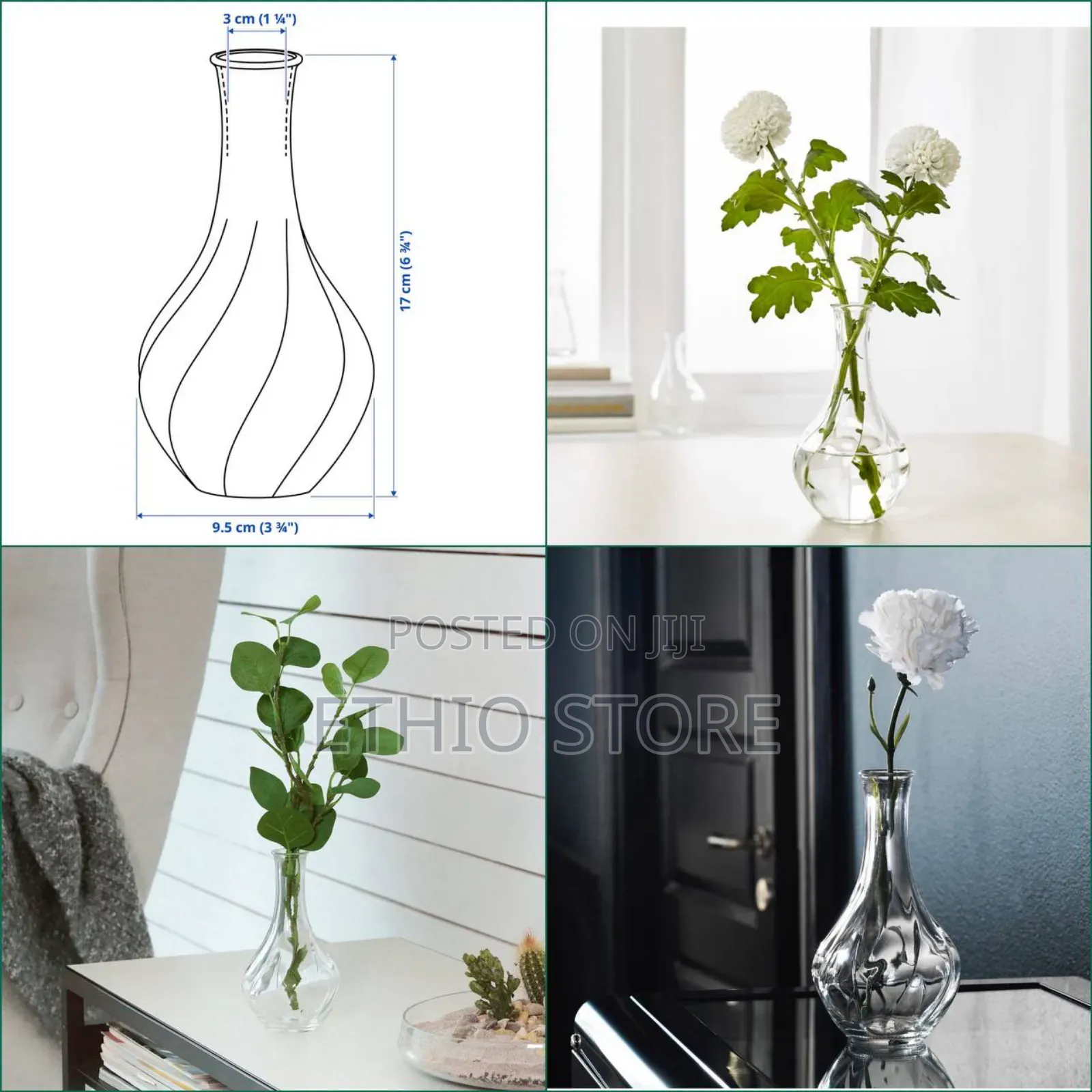 Ikea Vase ,17cm, Clear Glass