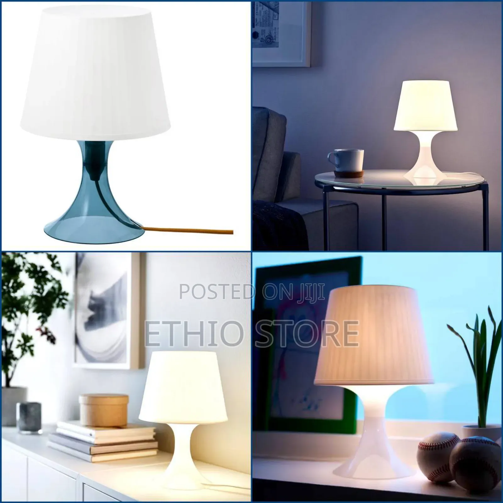 Ikea Table Lamp, White, Dark Blue 29 Cm