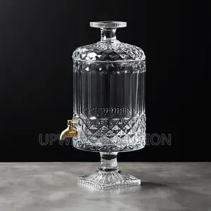Glass Dispenser Jar With Stand And Glass Tumbler