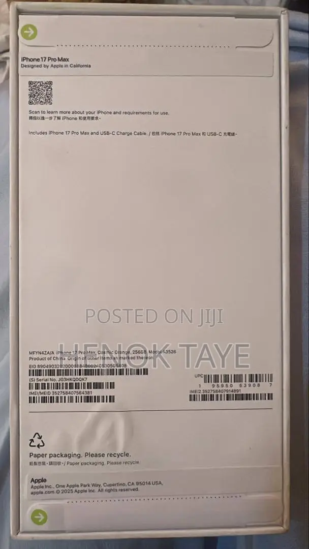 New Apple iPhone 17 Pro Max 256 GB Orange