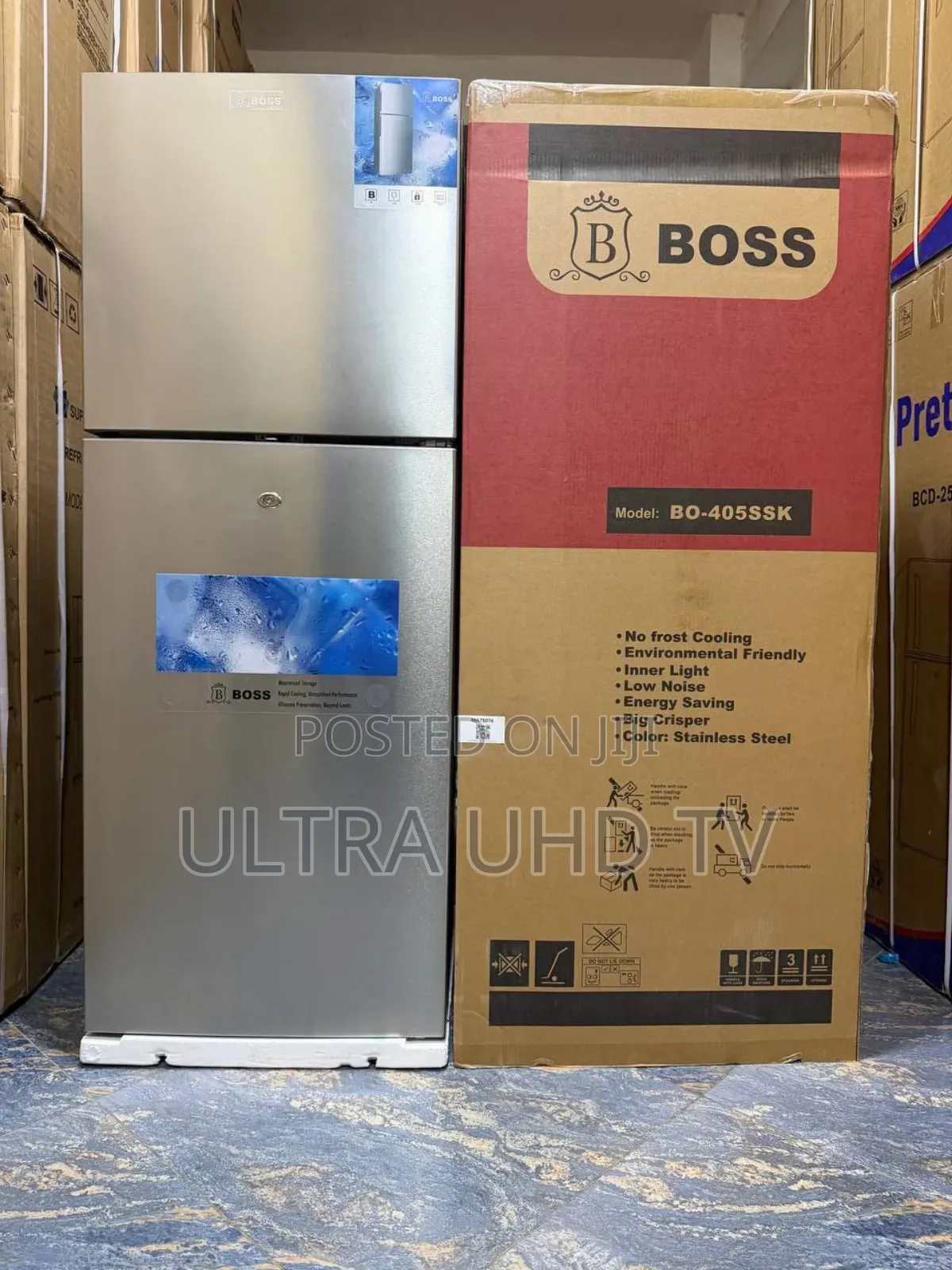 Boss Refrigerator 400l Fan System Boss Bo-405ssk Stainless Refrigera