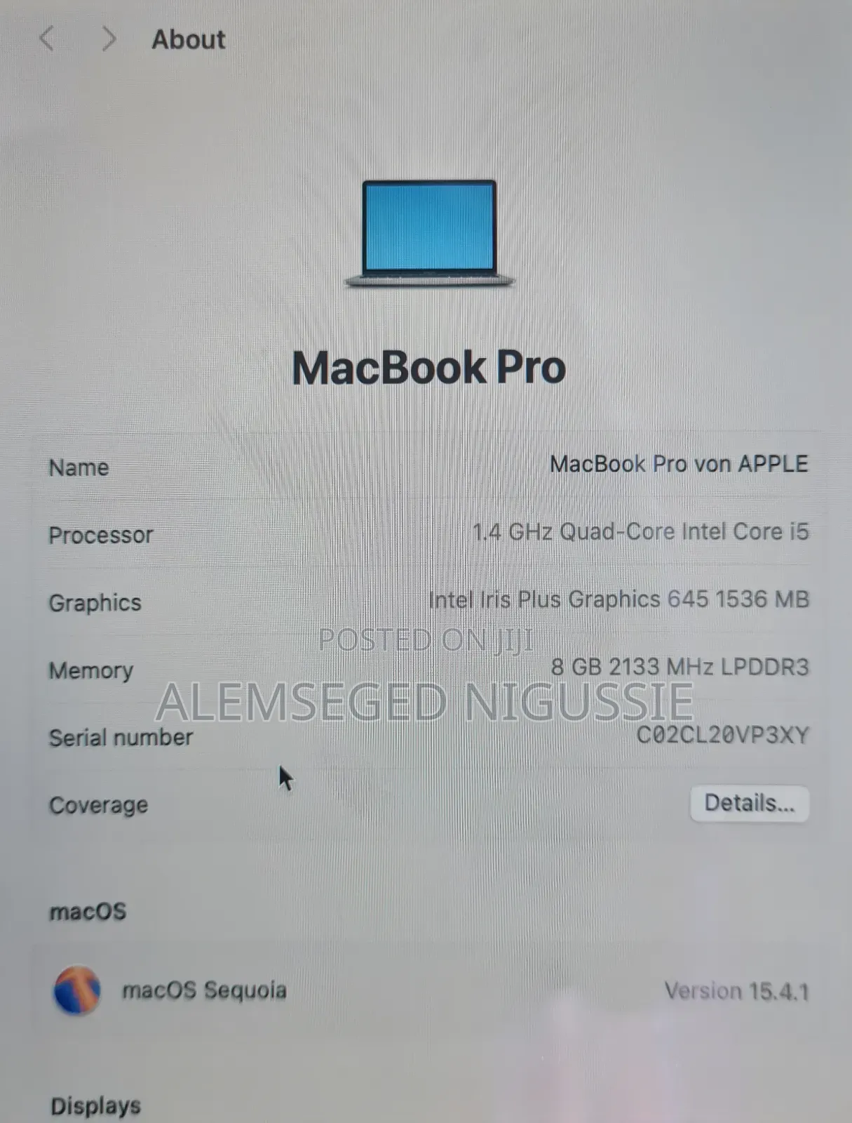 Laptop Apple MacBook Pro 2020 8GB Intel Core I5 SSD 256GB