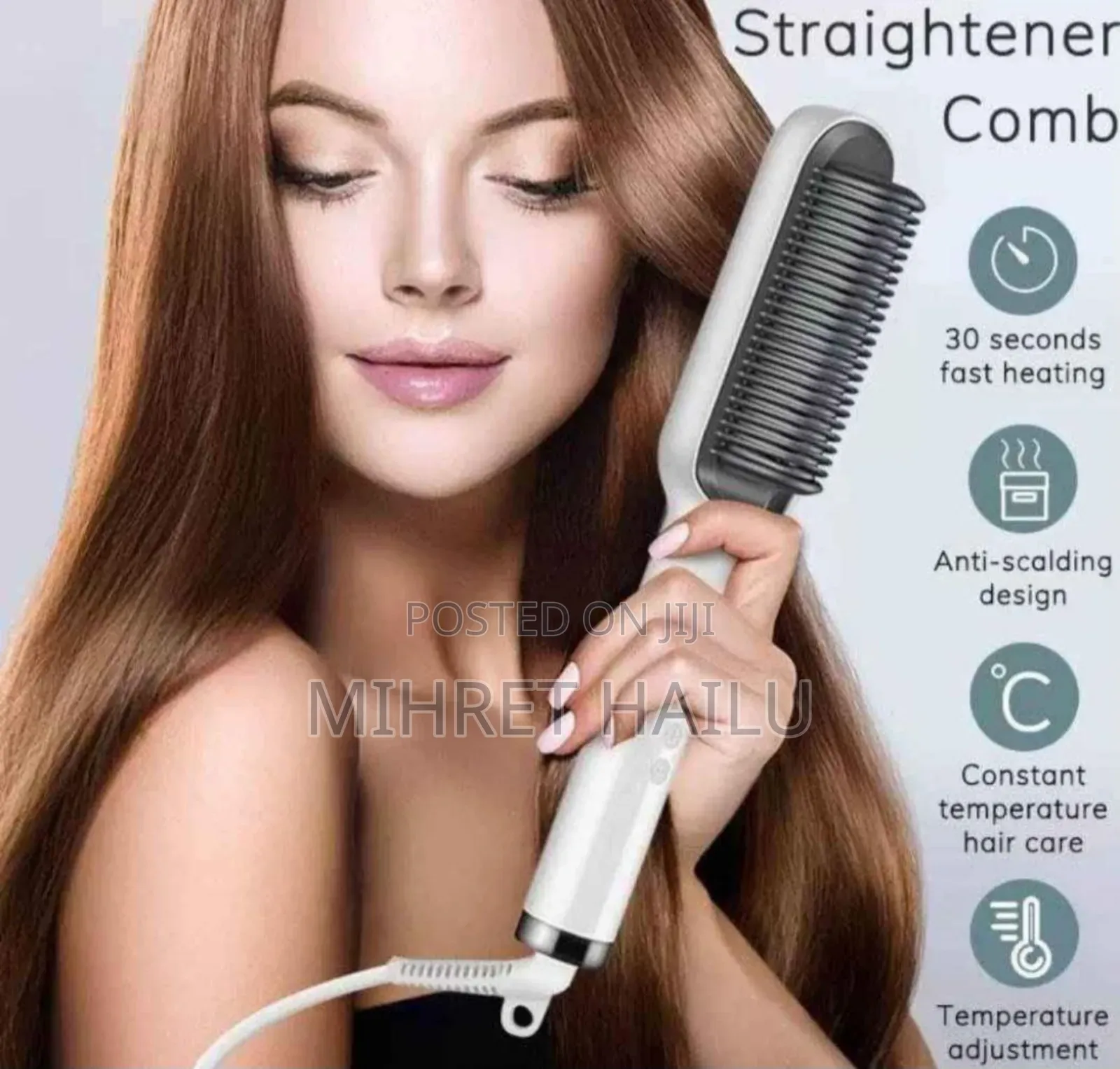 Heated Ceramic Hair Straightener Brush ዘመናዊ አዲስ የፀጉር መተኮሻ በኤሌክትሪክ