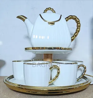 Porcelain Tea Set የወተት እና ቡና መጠጫ ሴት ከነ ማቅረቢያ