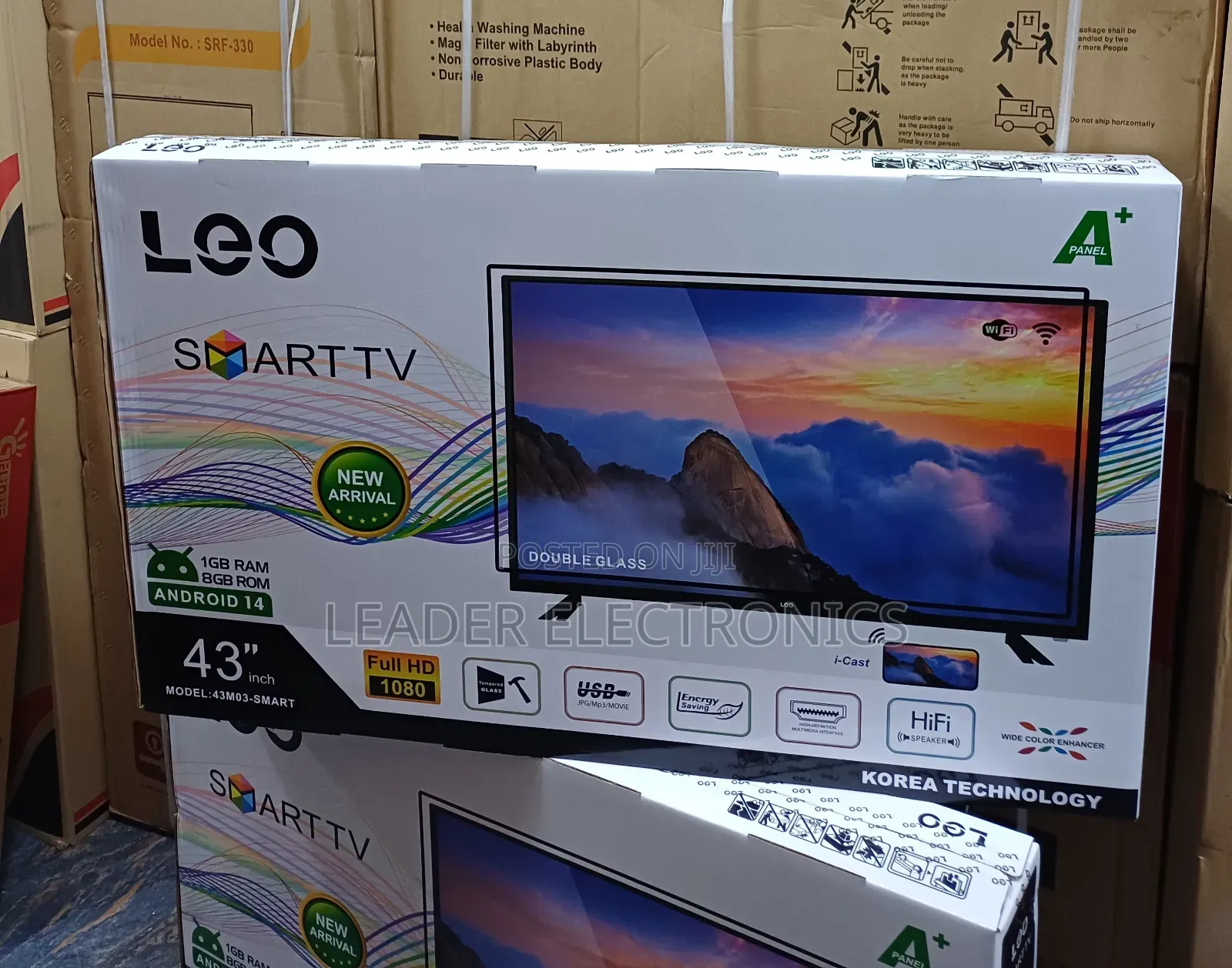 Leo 43'' Smart Android Tv – Strong Double Glass, A+ Efficiency