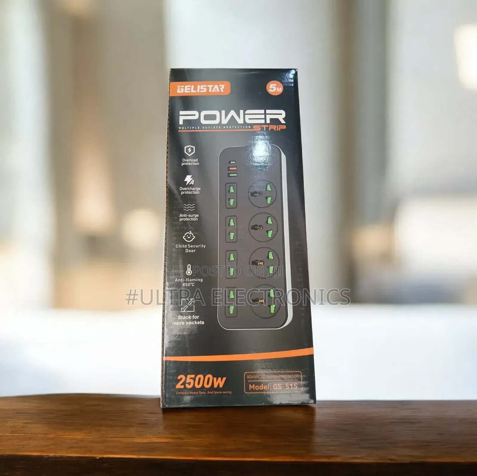 Gelistar Model: Gs-51power Strip. Key Features: Overload, Overcharge,