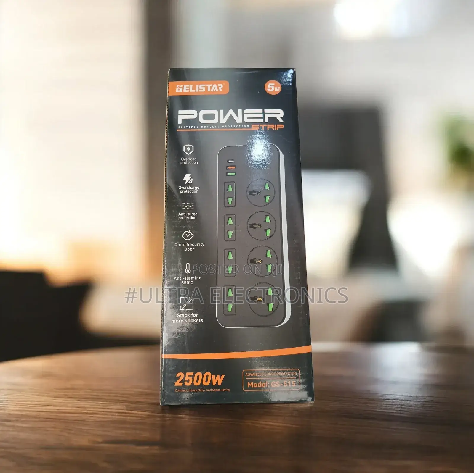 Gelistar Model: Gs-51power Strip. Key Features: Overload, Overcharge,