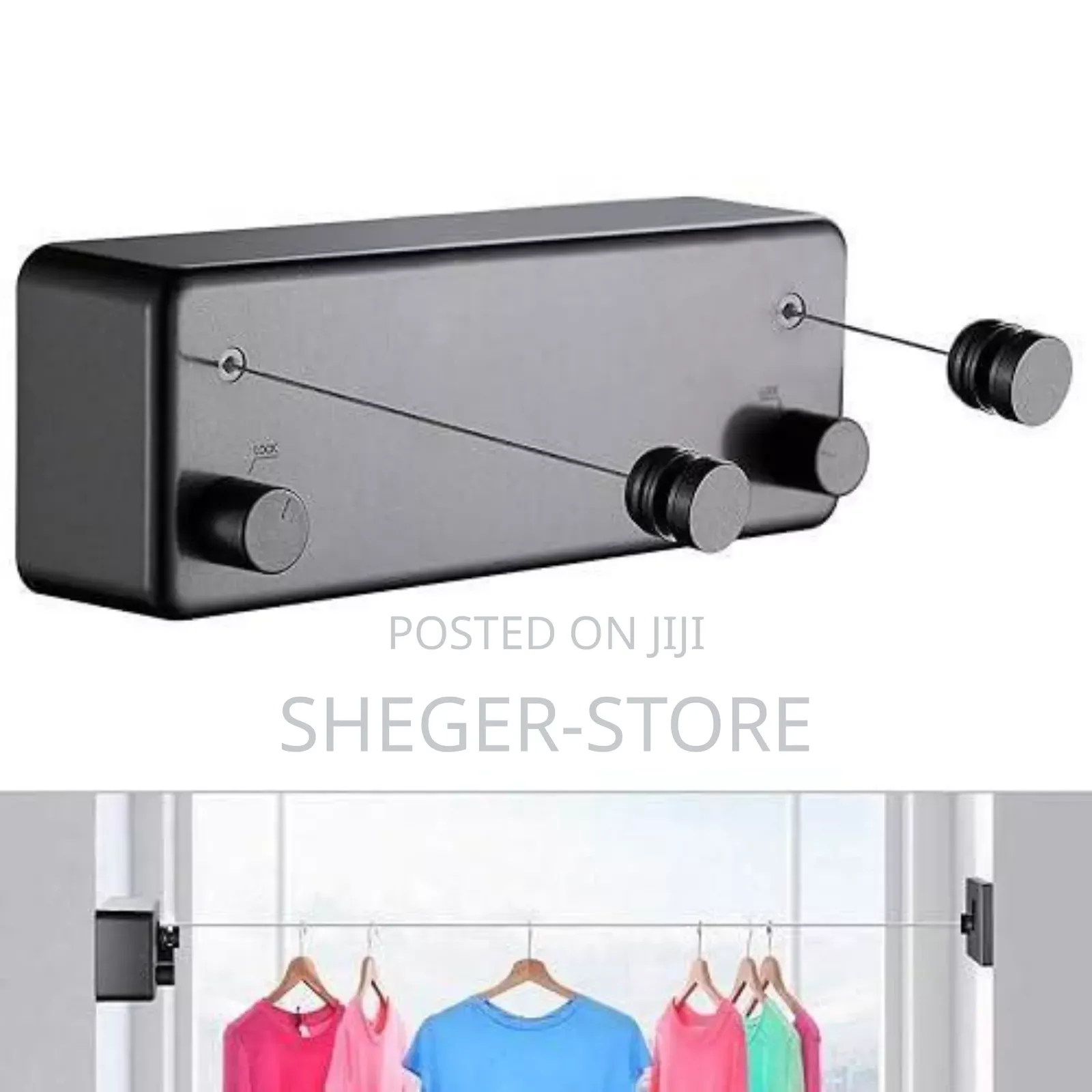 Orginal Retractable Double Clothline (እያንዳንዳቸው 4.2 ሜትር የሚረዝሙ ገመዶች)