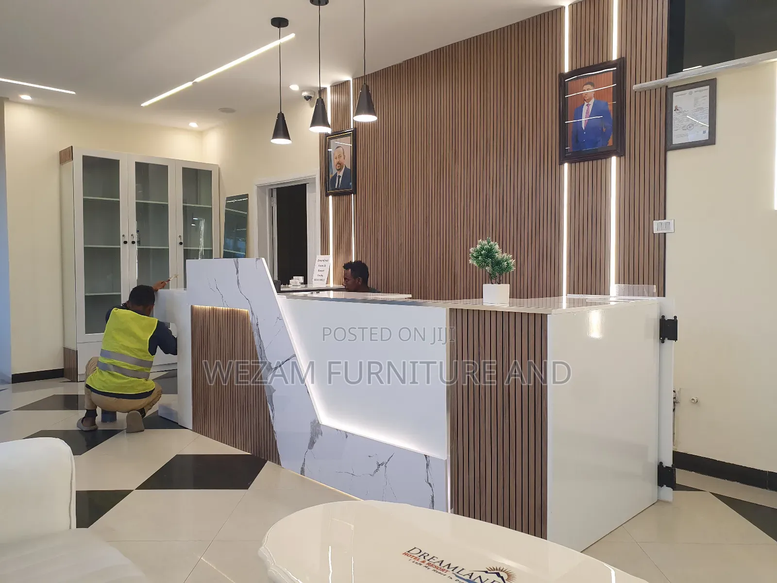 Reception Desk With Wall Work