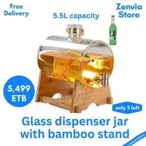 Glass Dispenser Jar With Bamboo Stand – 5.5l Capacity/🔴Free Delivery/