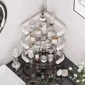 3-tier Glass Corner Shelf For Makeup, Perfume Skincare Organizer