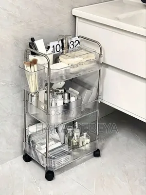 4-tier Rolling Kitchen/Baby Organizer With Wheels Brake -transparent