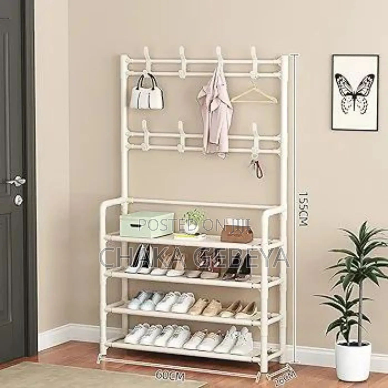 Space-Saving Entryway Organizer - Holds Coats, Shoes, Bags Books