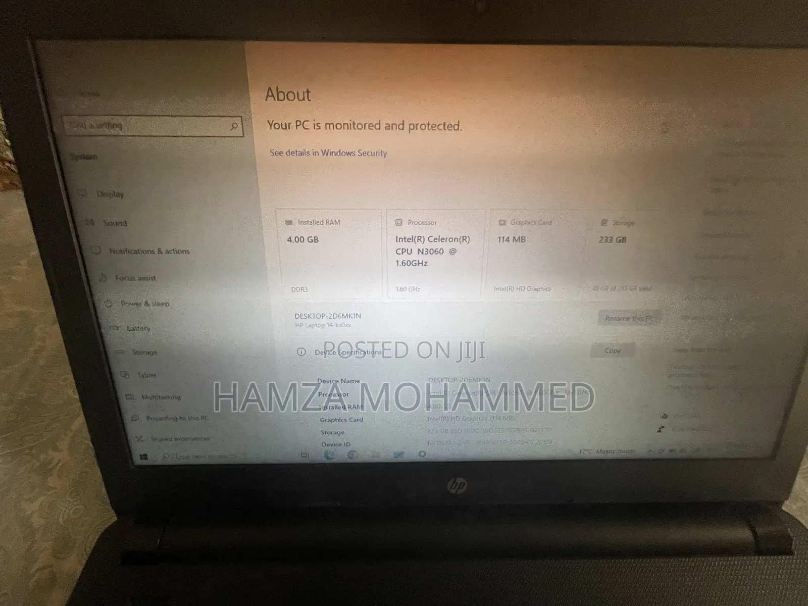 Laptop HP 14S 4GB Intel Celeron SSD 256GB