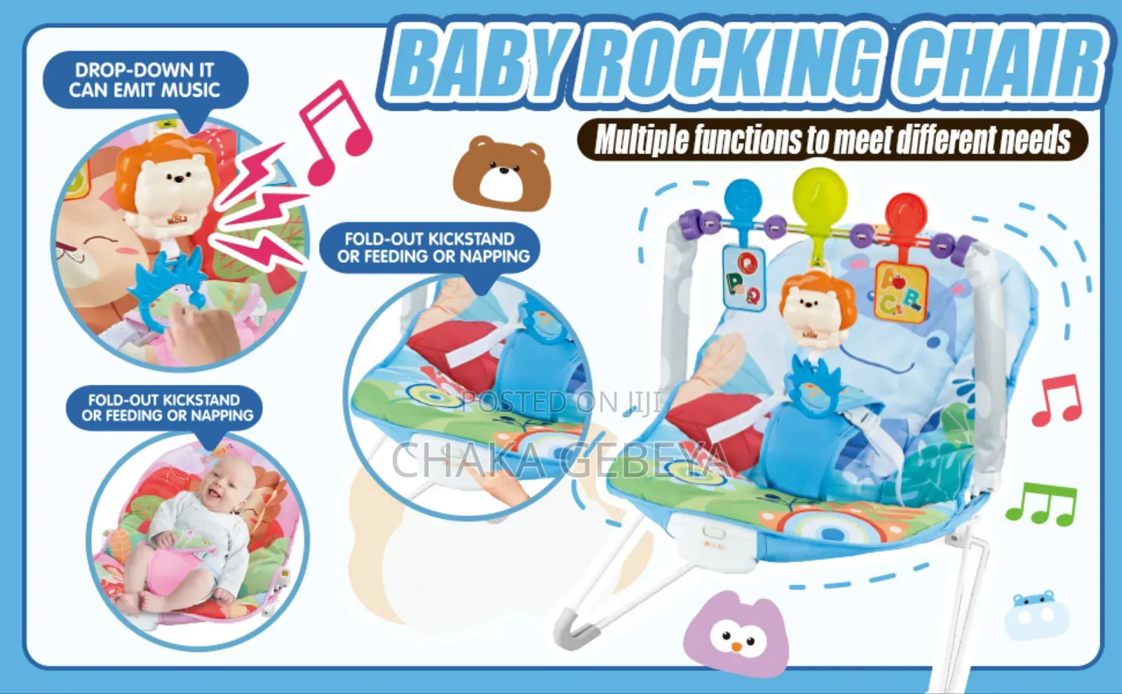5-in-1 Newborn Rocker With Sound Soothes, Feeds, Educates, Holds 18kg