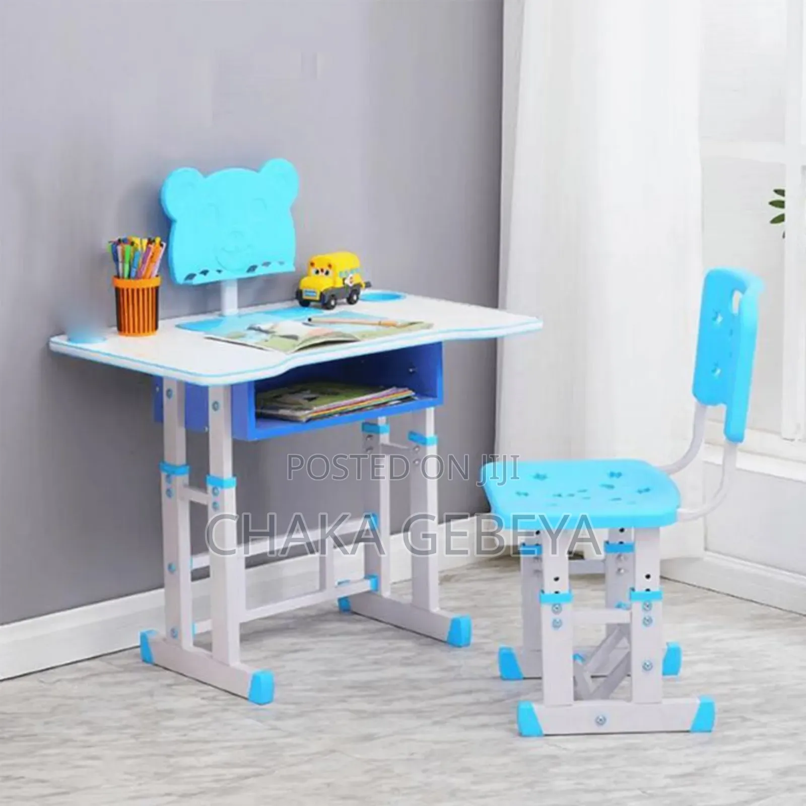 Children's Study Desk Chair Set - With Storage Box,Cup Holder Rack