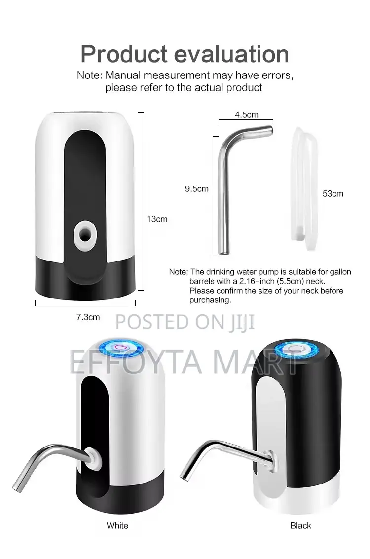 Rechargeable Water Dispenser Jar ላይ በመገጠም የመጠጥ ዉሃ የሚስብ