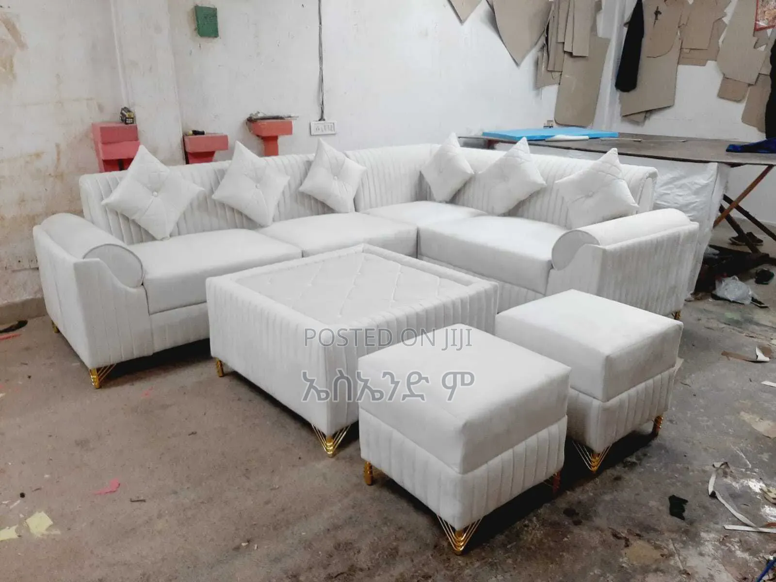 Dessia Style Sofa With Table Design Full Leather