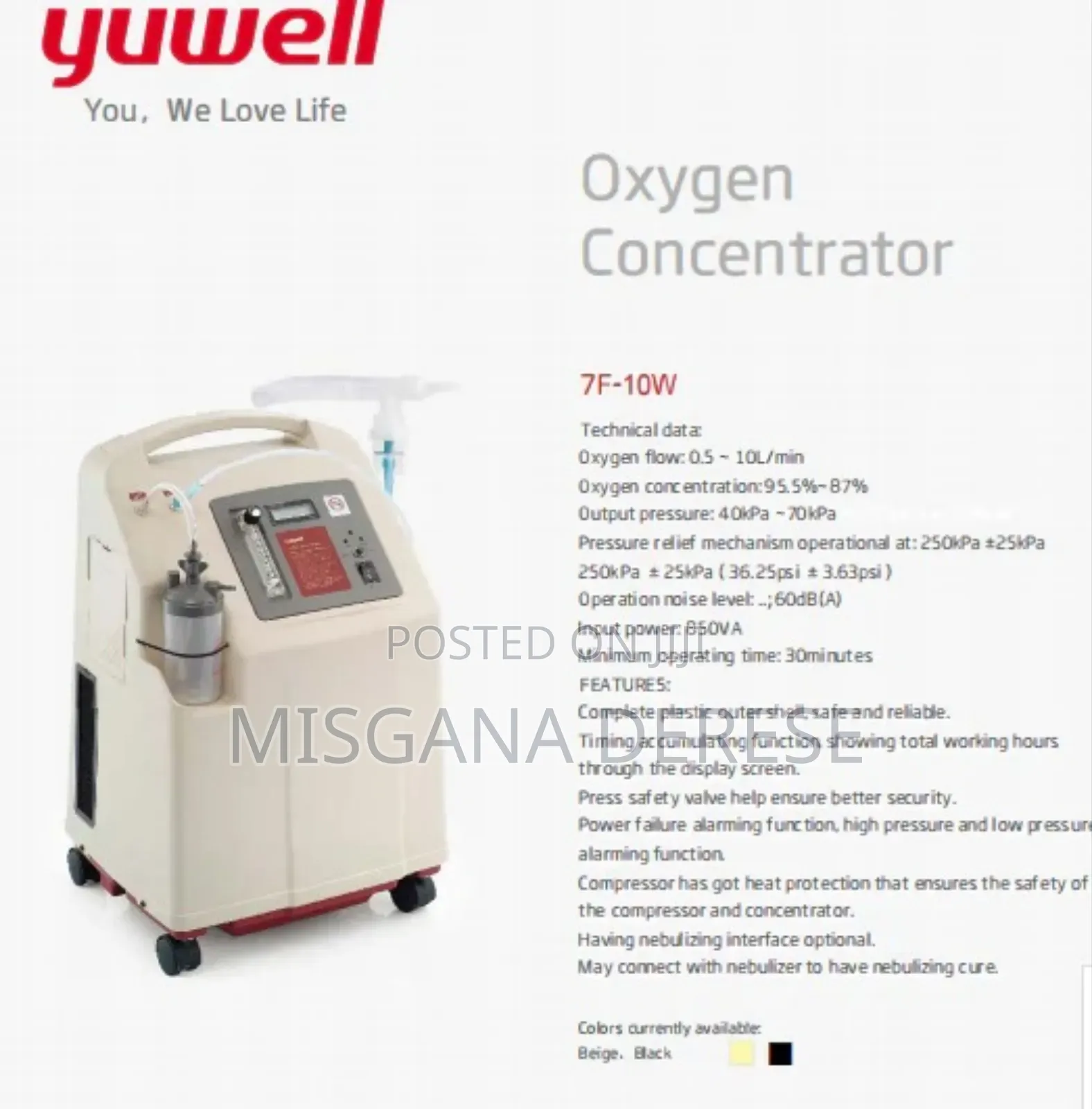 Yuwell 10 Liter Oxygen Concentrator 7f