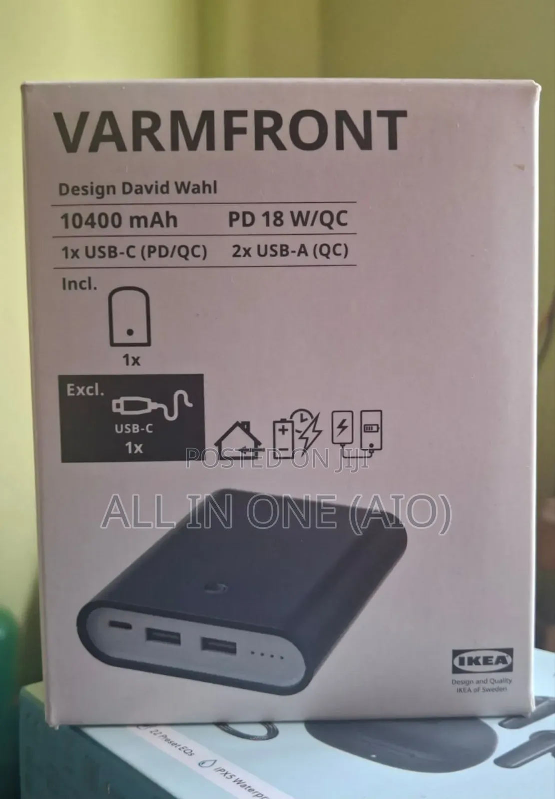 Ikea Varmfrontpower Bank, Dark Blue, 10400 Mah