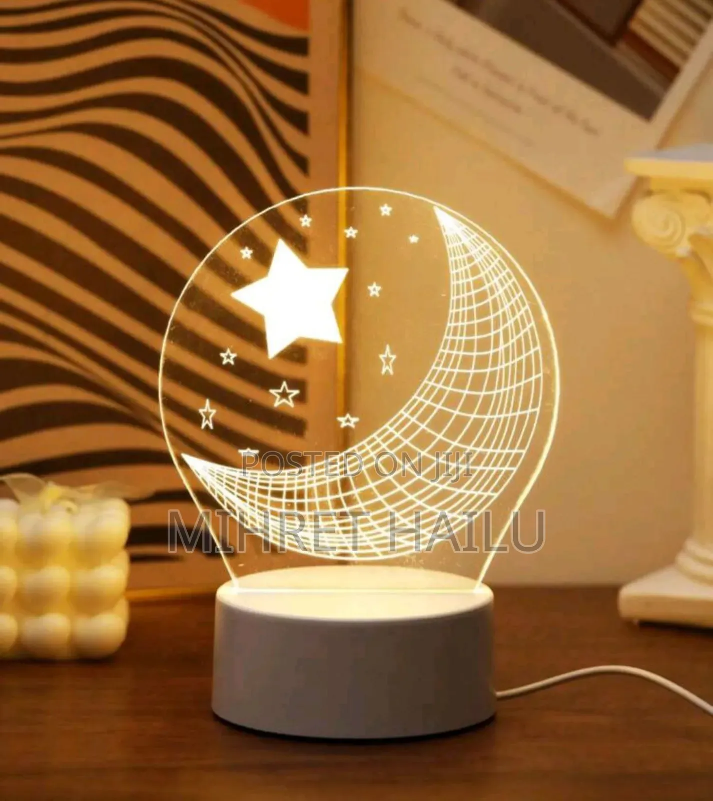 Star Moon 3d Acrylic Night Light, Usb Powered, Suitable for Indoor R
