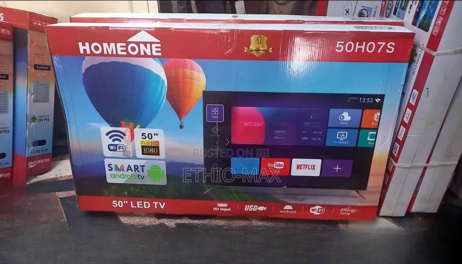 Homeone Tv 50” Smart Android – Double Glass | Big Screen | New Arrival