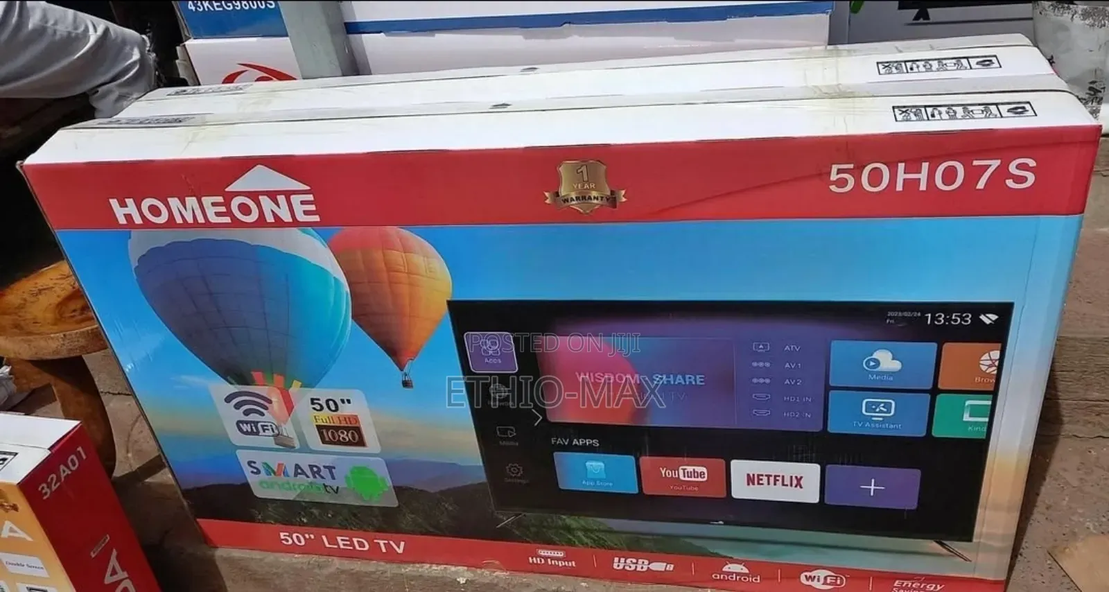 Homeone Tv 50” Smart Android – Double Glass | Big Screen | New Arrival