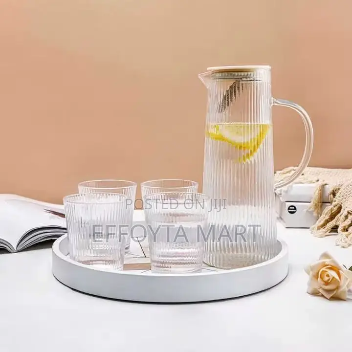 Bailock Glassware ከጠንካራ መስታውት የተሰራ የውሀ ጆግ እና ውሀ ማቅረቢያ ብርጭቆ