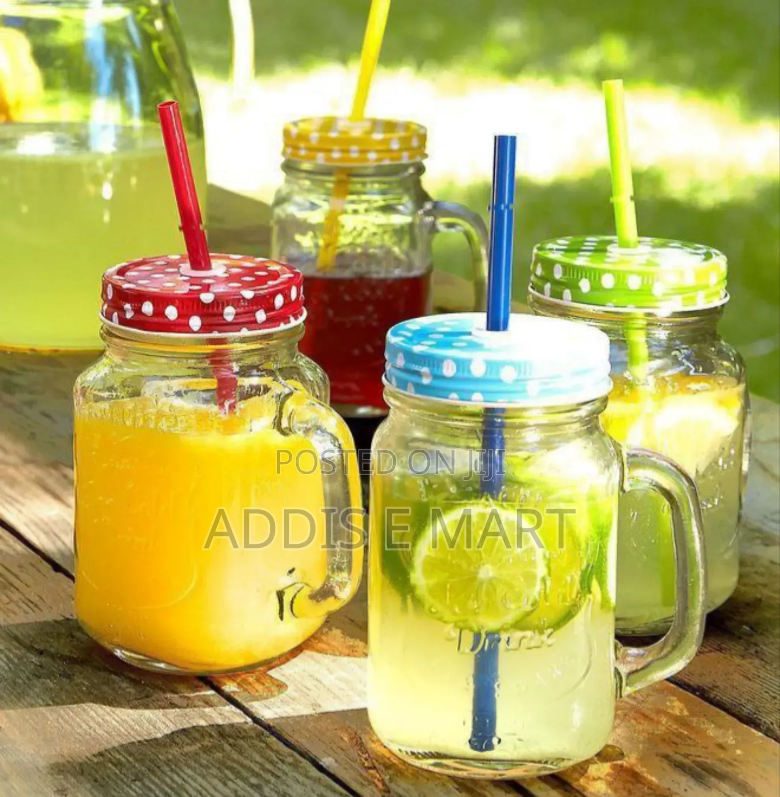 Vintage Mason Glass Drinking Jar With Straw