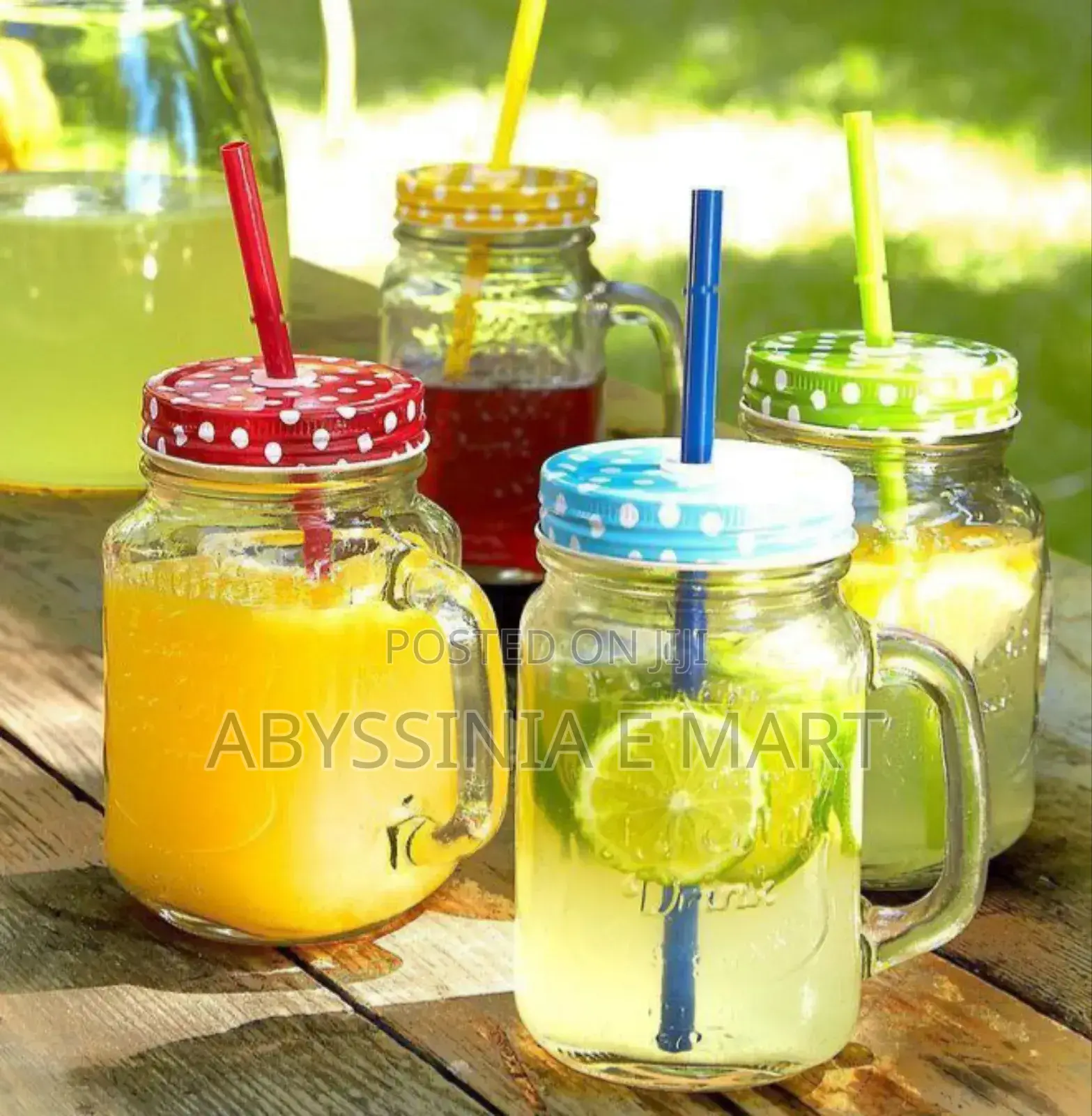 Vintage Mason Glass Drinking Jar With Straw