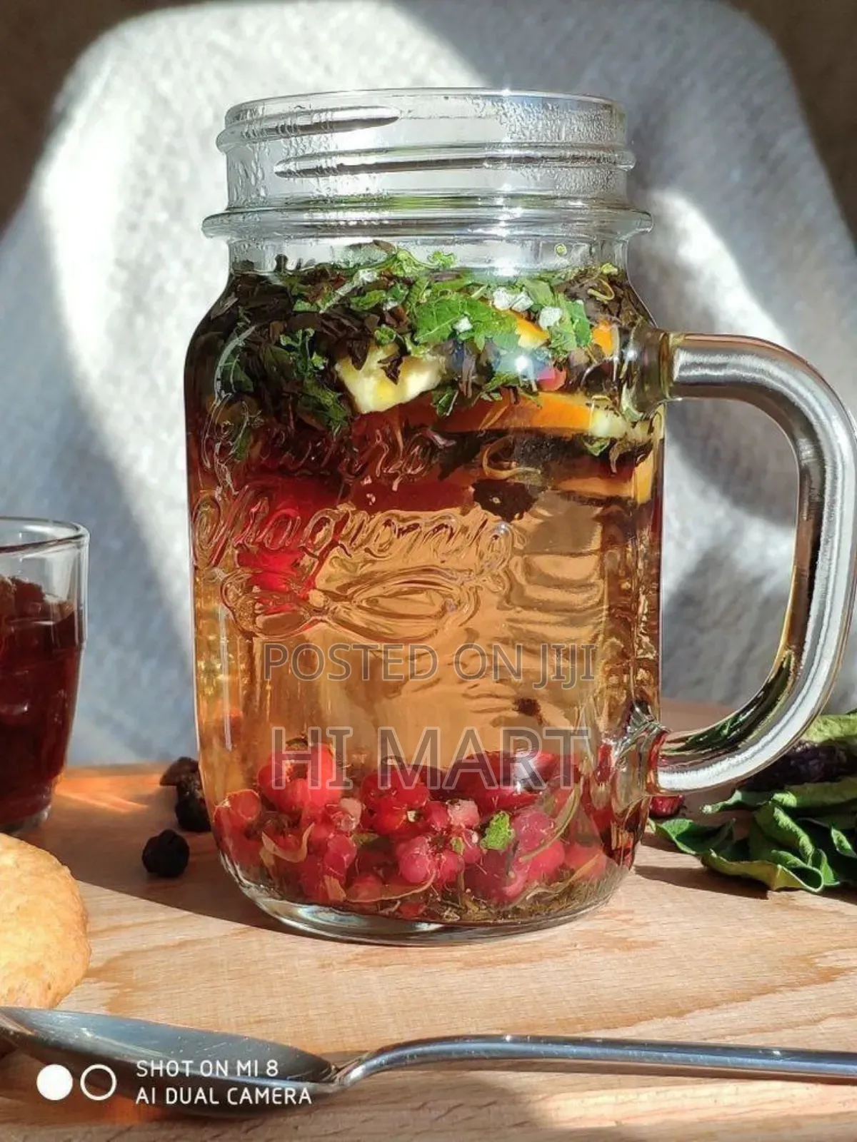 Vintage Mason Glass Drinking Jar With Straw